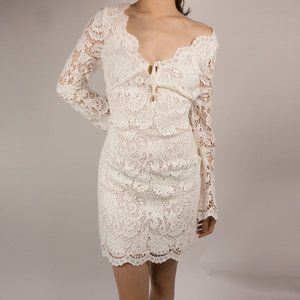 Juicy Couture Long Sleeves White Lace Dress